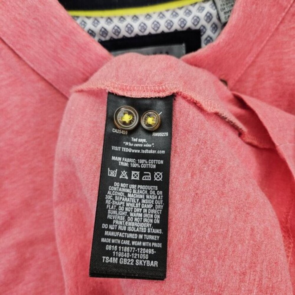 Ted Baker Golf Polo Shirt Pink Pocket 100% Cotton Short Sleeve Men's Size 4 - Picture 8 of 10